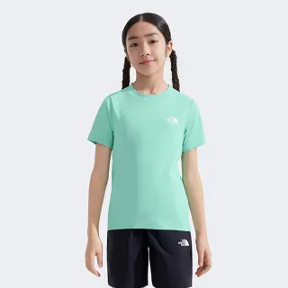 【The North Face】北面兒童綠色吸濕排汗短袖T恤｜8DCT6EI(排汗衫)