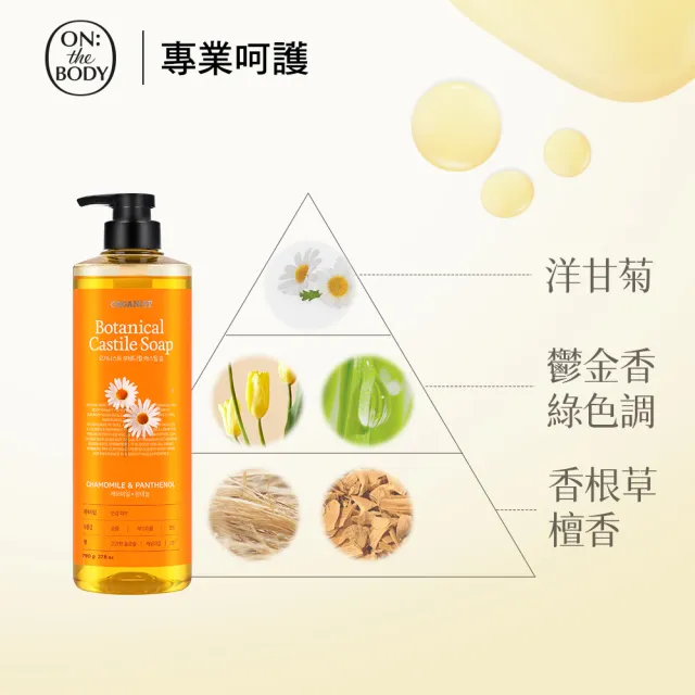 【ON THE BODY】橄欖植萃液態皂/沐浴露790ml任選1入(洋甘菊調理/玫瑰滋潤/茶樹淨化)