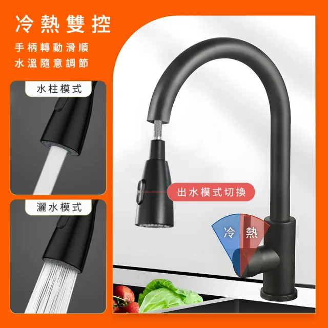 【智殿】不鏽鋼抽拉水龍頭 鵝頸水龍頭 抽取式水龍頭 伸縮水龍頭 鵝頸水龍頭(伸縮龍頭 洗頭神器 165-KF304B)