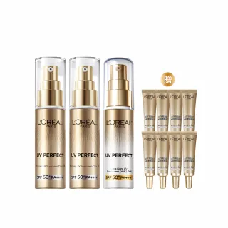 【LOREAL Paris 巴黎萊雅】多效防護輕裸美肌乳30ml  3入組_美肌小金管/控油小銀管(防曬/妝前乳)