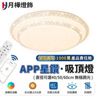【月樺燈飾】LED吸頂燈 全光譜智慧雙層星空燈 防藍光 三色無極遙控調光(3-5坪 40CM 4200lm智慧高亮款)