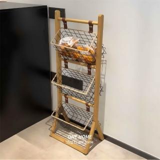 【超微米】中古風收納架 實木落地置物架 客廳家用零食玩具雜物架 整理儲物架 展示架(中古風收納架)