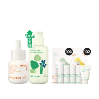 【INNISFREE】官方直營 維他命C+綠茶淨亮保濕組(保濕修護+美白淡斑/加大版綠茶130ml)