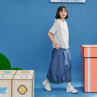 【Dailo】簡約打褶修身八分裙(藍 卡 灰/魅力商品)