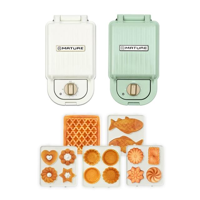 【MATURE 美萃】陶瓷熱壓三明治鬆餅機-主機兩色可選-搭配5款烤盤(CY-1625)