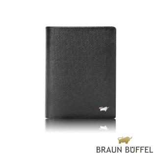 【BRAUN BUFFEL 德國小金牛】HOMME-M 12卡直立中夾-黑色(BF306-359-BK) 錢包送禮推薦