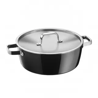 【德國WMF】Fusiontec Aromatic雙耳淺燉鍋 28cm 5.9L(黑色)