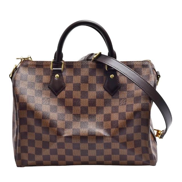 這款 LV LOUIS VUITTON 路易威登 N41367 經典 Speedy Bandouliere 30 Damier 帆布兩用包，為全新未使用商品，採用經典 Damier 帆布製作，咖啡色系設計優雅大方，適合日常搭配。包款為手提/斜背兩用設計，配有原廠背帶與提把，尺寸為 30x17x21 公分，提把高度 7 公分，背帶全長約 98 公分。內層為布面材質，內設 1 個內袋，方便收納小物。商品來自法國，為歐洲原裝進口，適用女性使用，拉鍊式開口設計，安全實用，無底珠與 A4 放置空間。