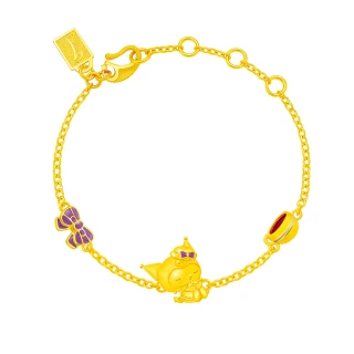 【Just Gold 鎮金店】酷洛米 Kuromi 復古野餐趣-蝴蝶結 黃金手鍊