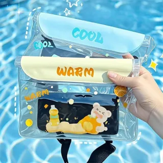 【Dagebeno荷生活】可愛圖案可調掛繩手機防水腰包 密封防塵可觸控手機防水腰包(4入)