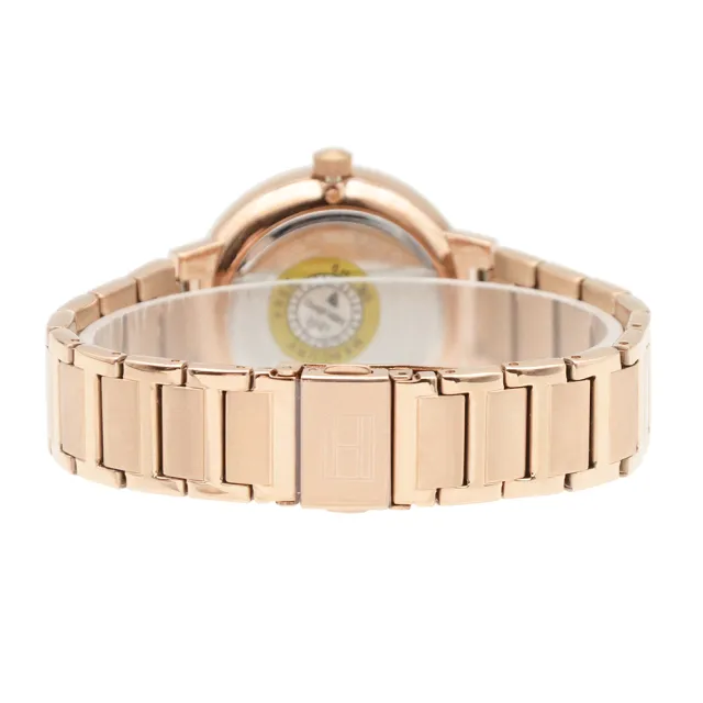 【TOMMY HILFIGER】玫瑰金框 灰面 水鑽刻度 三眼日期顯示 不鏽鋼錶帶 31mm 女錶 手錶 母親節(1782533 ...
