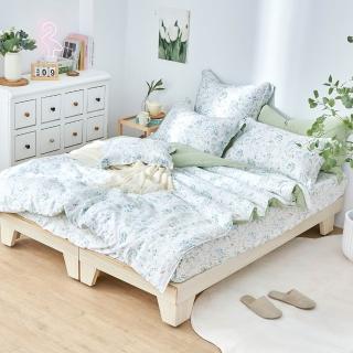 【Great Living 格蕾寢飾】Abelia 100%天絲四件式防蹣抗菌兩用被床包四件組-加大180x186cm(800織 多款)