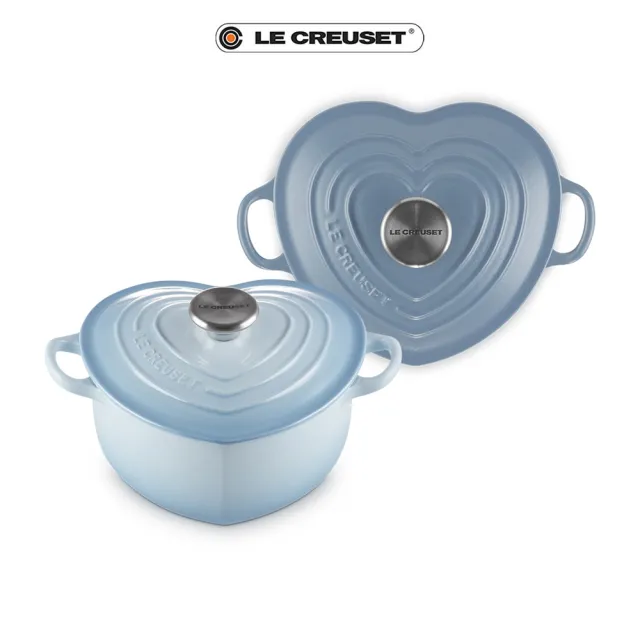 【美品】LE CREUSET 鍋 約20cm Le Creuset】琺瑯鑄鐵鍋愛心鍋20cm(海岸藍/礦石藍) - momo購物網- 好評