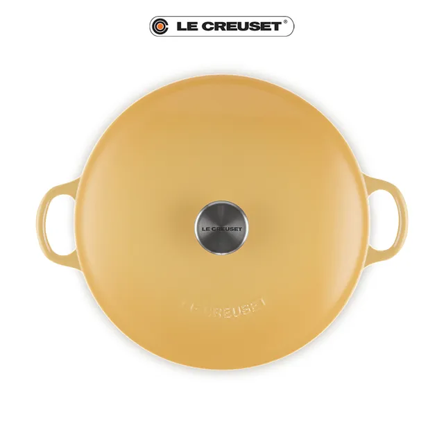 【Le Creuset】琺瑯鑄鐵鍋媽咪鍋 26cm(溫桲黃-鋼頭-內鍋黑)