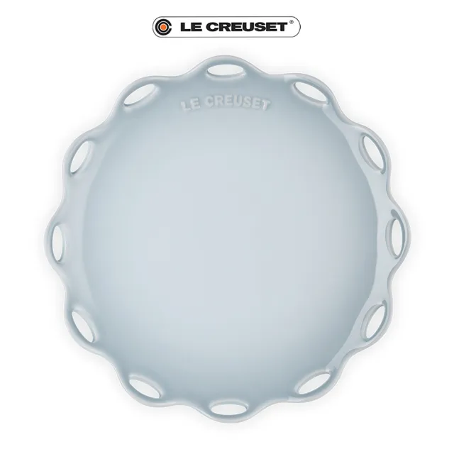 【Le Creuset】瓷器蕾絲花語系列圓盤 25cm(蛋白霜/銀灰藍/悠然綠/貝殼粉 4色選1)