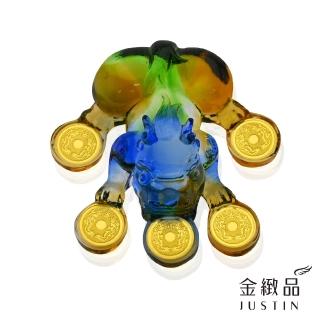【金緻品】黃金琉璃擺件 五福臨門 0.3錢(貔貅咬錢 招財守庫 古錢 風水 居家)