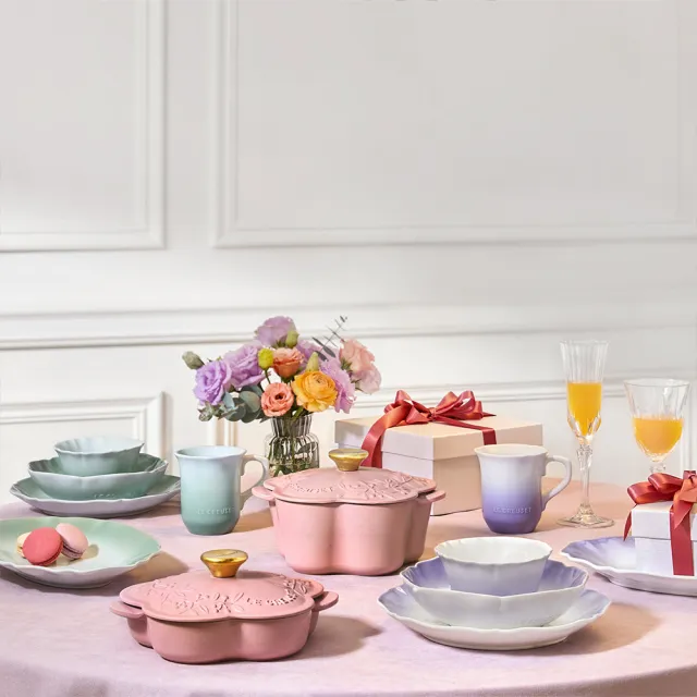 【Le Creuset】凡爾賽花園系列瓷器深圓盤20cm(淡粉紅/淡粉紫/櫻花粉/湖水綠)