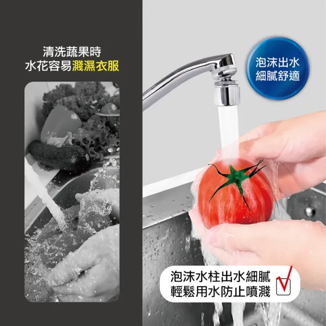 【MINONO 米諾諾】萬向起波器2入組(起泡器 節水器 水龍頭延伸器 增壓水龍頭 360°旋轉 廚房水龍頭)