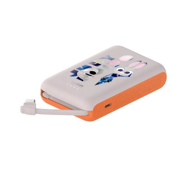 【BELKIN】BoostCharge 20W自帶USB-C線快充行動電源_10000mAh_迪士尼系列-動物方城市(BPB021qcOG-DY)
