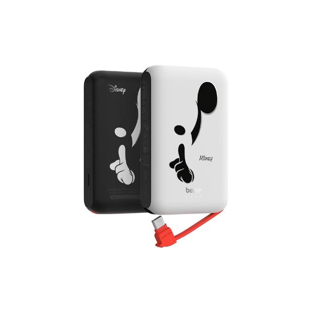 【BELKIN】BoostCharge 20W自帶USB-C線快充行動電源_10000mAh_迪士尼系列-藝術米奇(BPB021qcBW-DY)