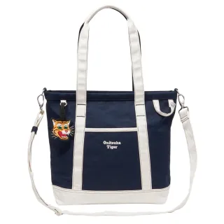 【Onitsuka Tiger】鬼塚虎 官方旗艦店 老虎吊牌藍色帆布托特包小(3183B233-400)