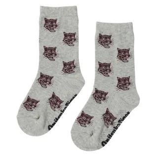 【Onitsuka Tiger】鬼塚虎 官方旗艦店 KIDS灰色滿版老虎圖樣兒童長襪(3184A032-023)