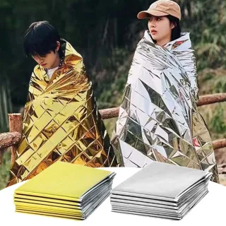 【WIDE VIEW】210cm戶外急救保暖毯5入組(急救毯 反光毯 保溫毯 求生毯 臨時帳棚/ST-TB01)