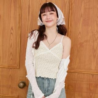 【OB 嚴選】純棉碎花蕾絲拼接細肩帶背心 《GA558》