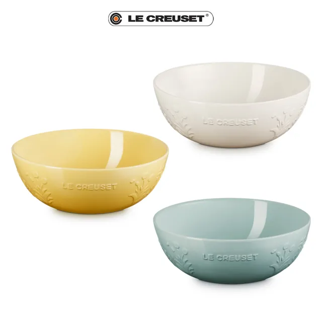 【Le Creuset】春日花園系列瓷器沙拉碗 25cm(洋甘菊/蛋白霜/海洋之花 3色選1)