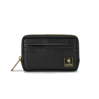 【PORTER INTERNATIONAL】交換禮物 復古品味MORI實用拉鍊零錢包(黑)