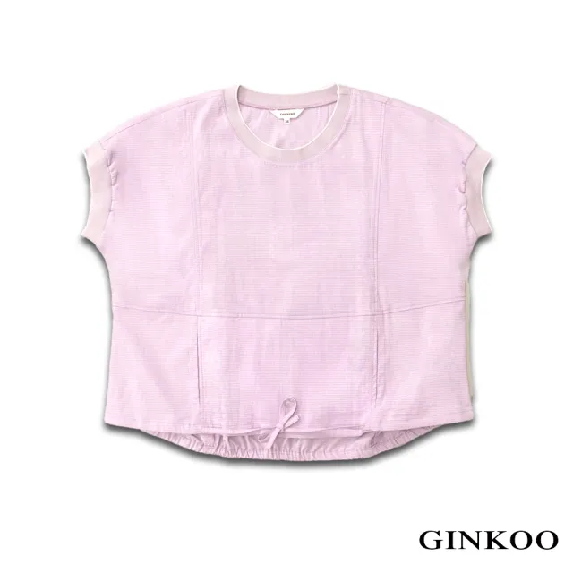 【GINKOO 俊克】剪接抽繩圓領上衣