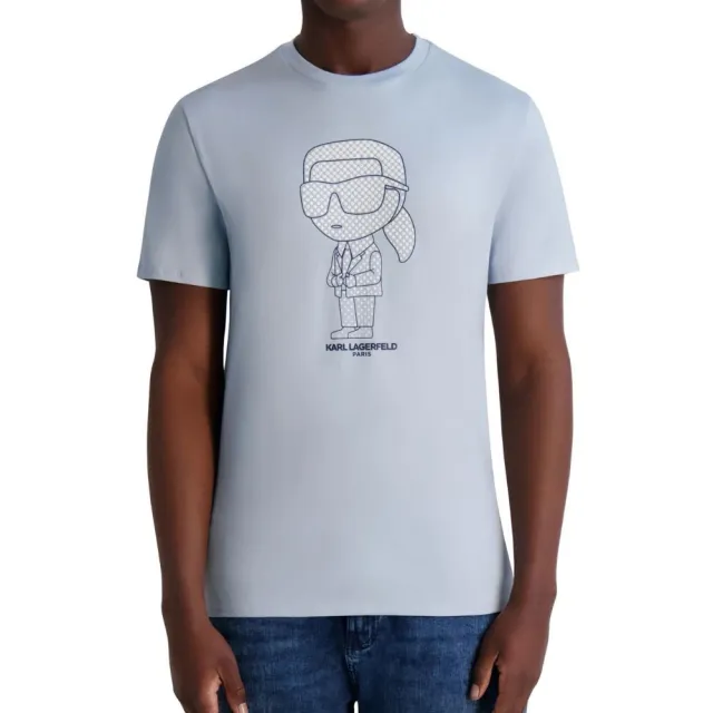 【KARL LAGERFELD 卡爾】NFT IKONIK DOT短袖男TEE 天藍(原廠公司貨)