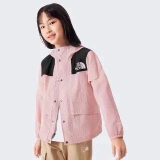 【The North Face 官方旗艦】北面兒童粉紅色UPF防曬休閒連帽外套｜899BHZI(抗UV)