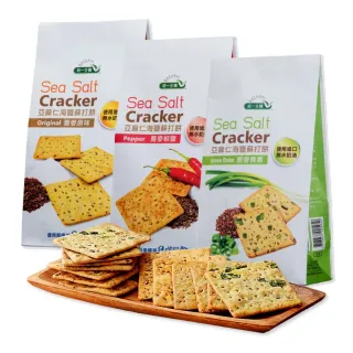 【統一生機】亞麻仁海鹽蘇打餅x3袋(21gx8包/袋 任選蕎麥/青蔥/椒鹽)