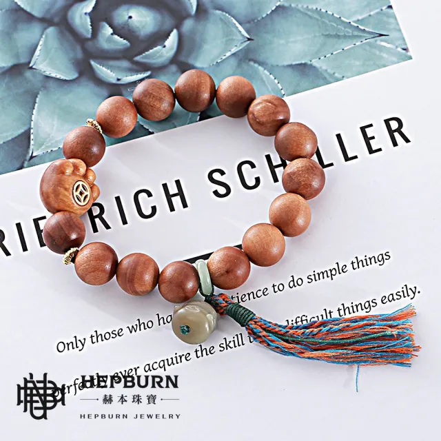 【赫本珠寶】設計款-老料招財貓爪檀香木佛珠手串