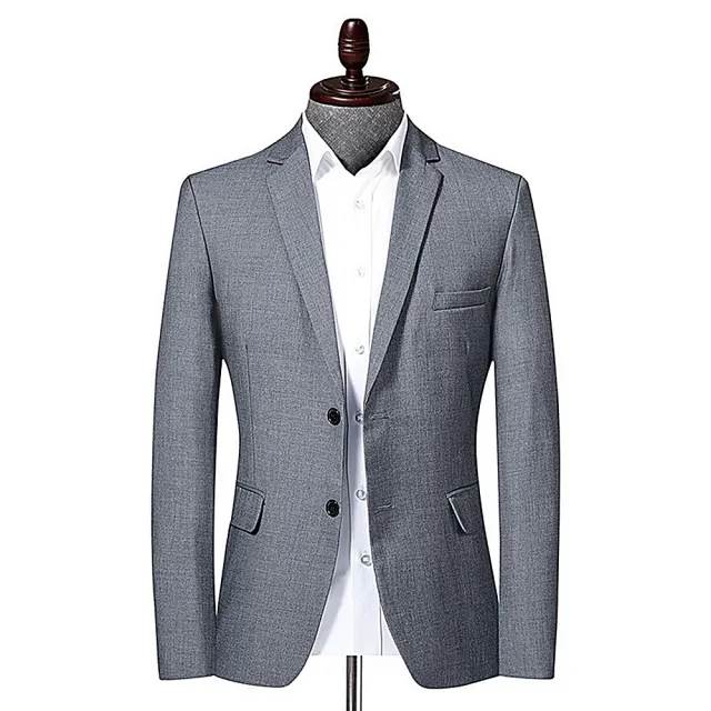 【米蘭精品】極速出貨  西裝外套休閒西服(素色彈力正裝春秋男外套父親節禮物3色74eb14)