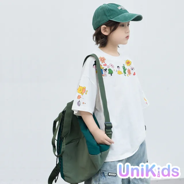 【UniKids】中大童裝花草小物短袖T恤 男大童裝女大童裝 CVLBXT8794(白)