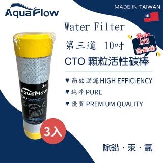 【JH佳洪】台灣製 AQUA FLOW 國際認證 CTO ATS活性炭棒濾芯3入(10英吋 RO第三道 五道式RO機)
