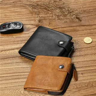 【leaper】男士義大利頭層牛皮零錢袋真皮短夾錢包(豎款/橫款可選)