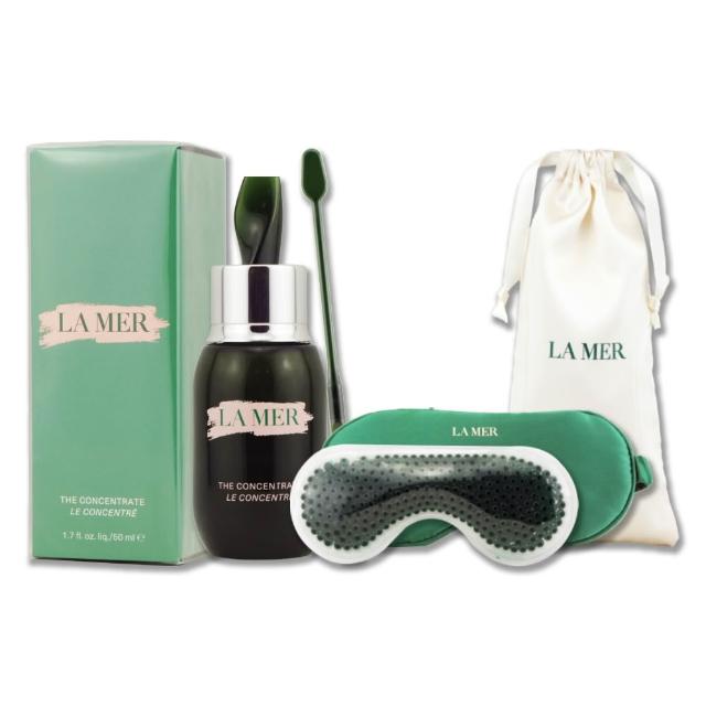 【LA MER 海洋拉娜】濃萃雙重修復精華 50ML + 挖棒 + 奢緞熱敷按摩眼罩（專櫃公司貨）