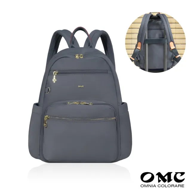 【OMC】必buy寬側袋旅行休閒後背包03531(莫蘭迪灰)