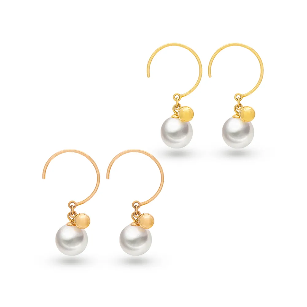 【JR.L金瑞利珠寶】雙12 天然珍珠 光韻18K金珍珠耳環(8-8.5MM)
