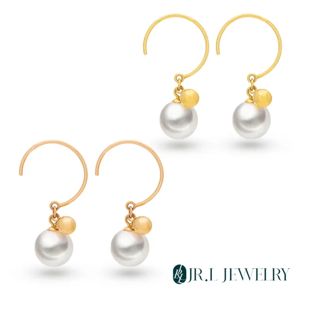 【JR.L金瑞利珠寶】雙12 天然珍珠 光韻18K金珍珠耳環(8-8.5MM)