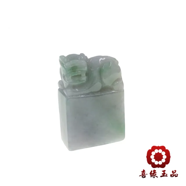 【喜緣玉品】貔貅 天然翡翠A貨 納寶貔貅 印定乾坤 印章-僅此一品(開運風水)(直)