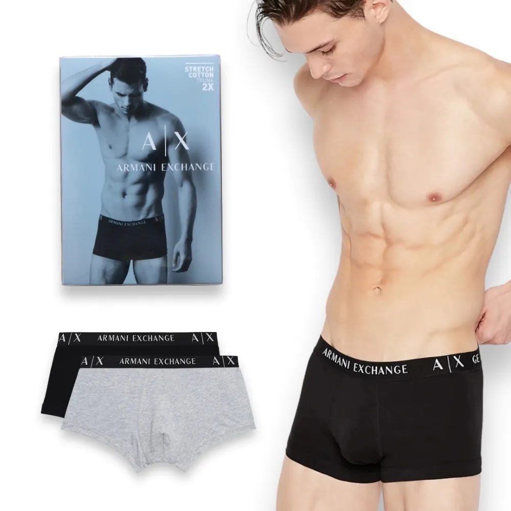 A|X Armani Exchange AX 兩件組合 棉質 高彈性 短版 男生 四角內褲 男款