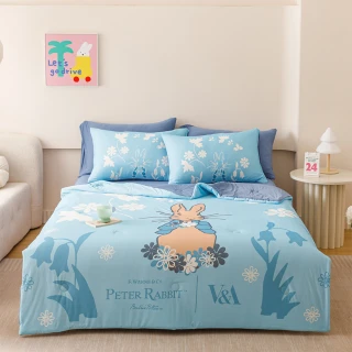 【PETER RABBIT 比得兔】比得兔與V&A博物館 冰絲床包涼被組-任選(單/雙/加 均一價/正版授權/涼被/床包)