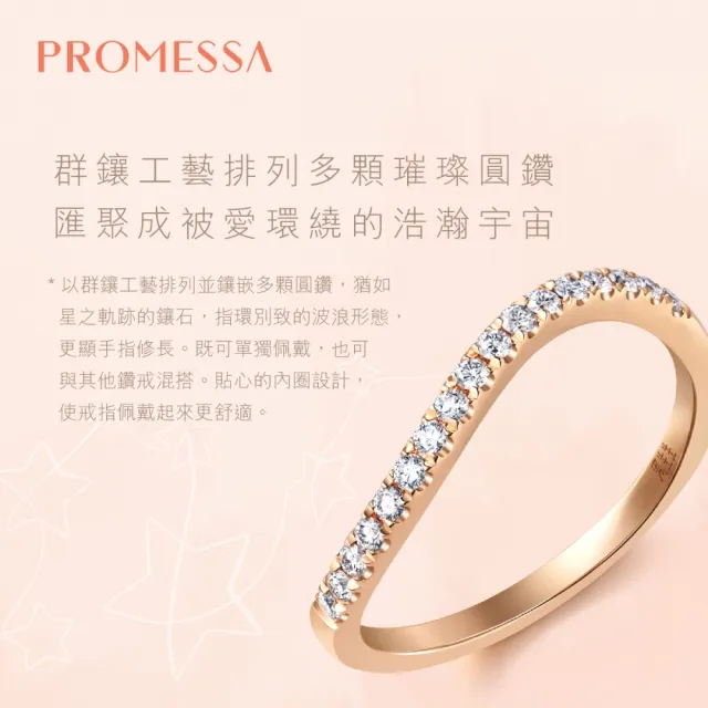 【PROMESSA】17分 18K玫瑰金 星宇系列 鑽石戒指/線戒(波浪)
