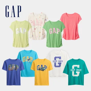【GAP】男女童裝 Logo純棉刺繡/印花/趣味圓領短袖T恤-多款任選(781868&742430&768091)