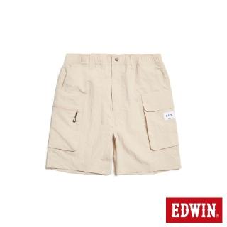 【EDWIN】男裝 EFS 大寬版大貼袋休閒短褲(淺卡其)