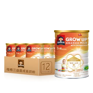【QUAKER 桂格】三益菌成長奶粉 1500g*12罐(3號 1-4歲幼童適用 限量任選送好禮)